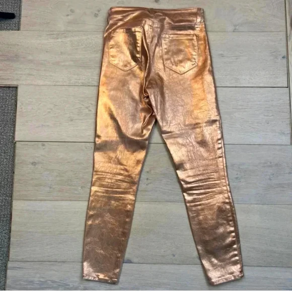 L'AGENCE Margot High Rise Skinny in Petal & Light Rose Gold Foil Sz 25 - Picture 2 of 12